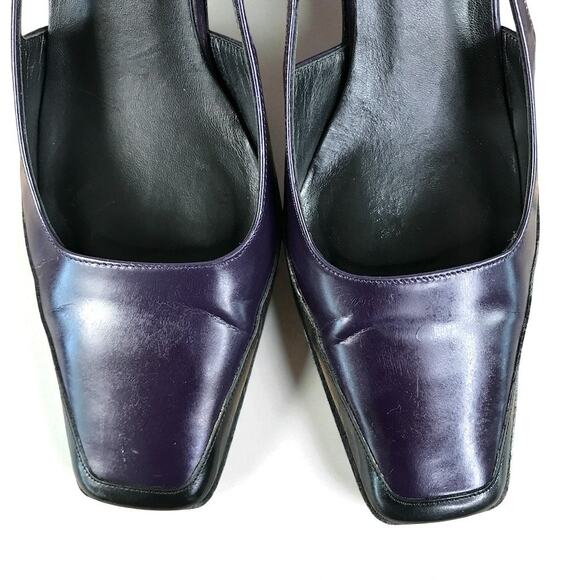 COACH VTG Italian Leather Slingback Pump Heels Sz 8 B Black/Plum Party Rare Y2K - Picture 3 of 11